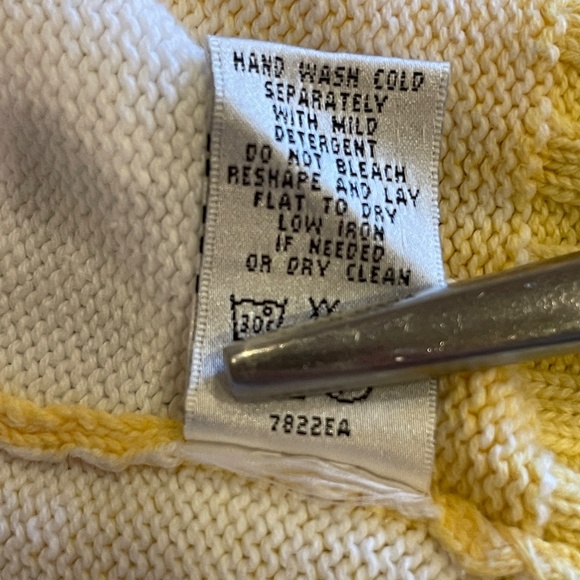 NEW! Bellacolori Yellow White Mock Neck Full Zip Cardigan Sweater Size Small - Picture 10 of 12